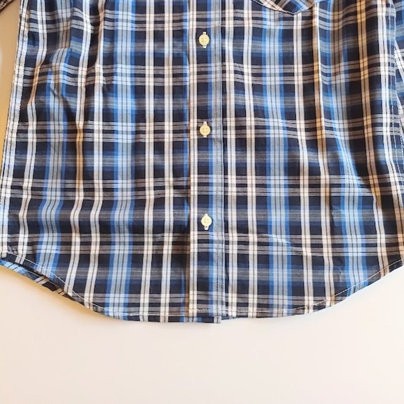 Chaps Boys' Button Down Shirt - Size 8 - Medium Blue Plaid - NWT - Picture 6 of 9